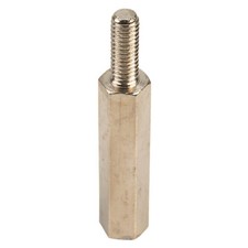 Image of R-TECH 524413 Hex Threaded M-F Spacer Brass 5mm A/F M3 20mm - Pack Of 25