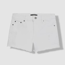 Aqua Kids Girl's White Denim Frayed Tonal Stitch Cut-Off Shorts Size 12