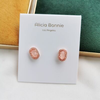 Alicia Bonnie Rose Gold Destiny Rose Quartz Stud Earrings