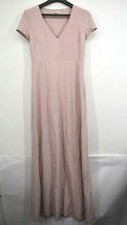 Mumu Womens Pink Geneva V Neck A Line Gown Stretch Short Sleeves USA Made M