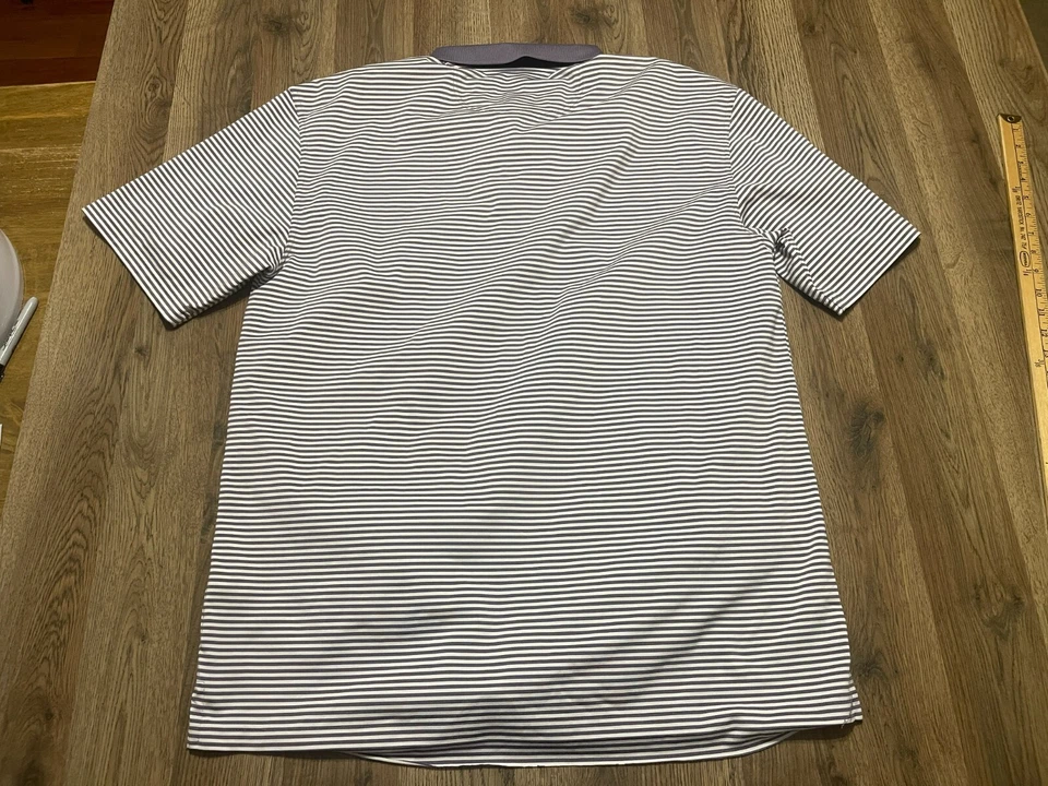 Camisa de golf Oxford, para hombre talla XXL, blanca púrpura, rayas, polo, manga corta Foto 2 de 4