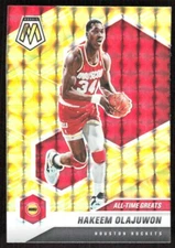 2020-21 3913E Panini Mosaic YELLOW REACTIVE PRIZM Hakeem Olajuwon Houston