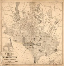 24" x 24" 1895 Map of Roose's New map of Washington and its Suburbs