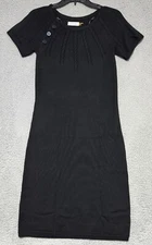 Calvin Klein Merino Wool Blend Short sleeve Black sweater dress Size XS Buttons