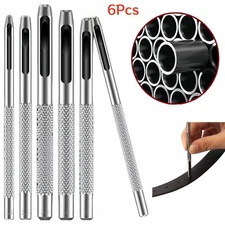6PCS Leather Hole Punch Hollow Cutter Punch Tool Set Kit Round for Blet 1mm-6mm