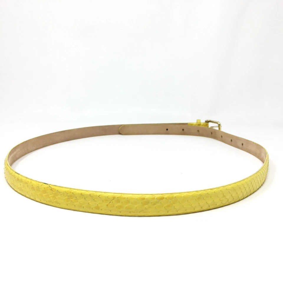 Cinturón ajustado J Crew para mujer talla mediana M amarillo piel de serpiente piel de serpiente hebilla de latón Foto 2 de 4