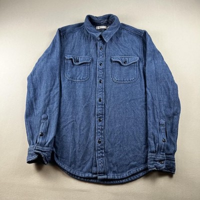 Outerknown Shirt Mens Medium Blue Button Up Long Sleeve Organic Cotton Twill