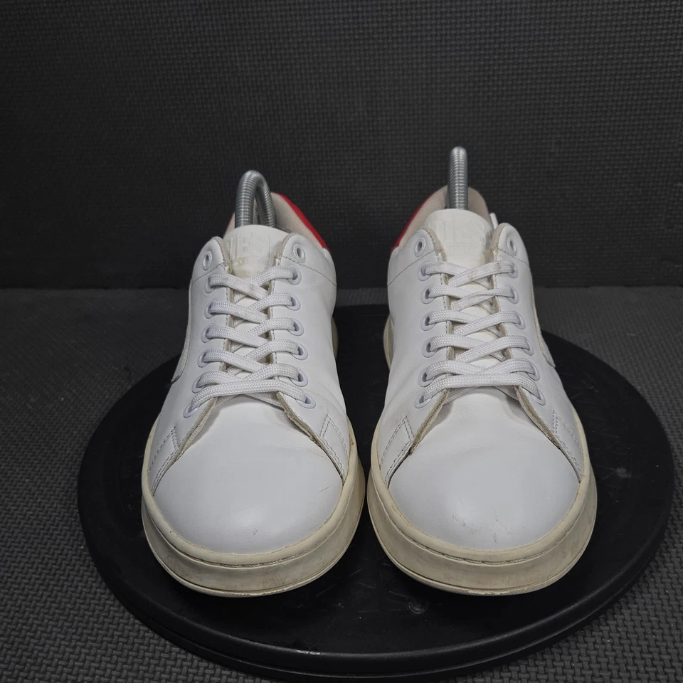 Diesel S-Athene Low W Zapatos Mujer Talla 9 Blanco Rojo Cuero Tenis Informales Foto 2 de 4