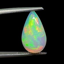2.92 Cts Natural Ethopian Opal 15x9mm Pear Cabochon Multi Fire Loose Gemstone