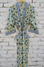 Abito lungo kimono puro blocco mano 100% cotone 100% TARRIF FREE✅0% CARICA KM-47