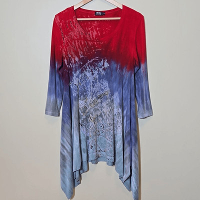 Art Of Cloth Tie Dye Asymetric Tunic Top Size S Festival Ombre Hippie Artsy