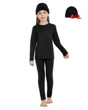 Unisex Kids' 100 Merino Wool Base Layer Sets - Lightweight Thermal Underwear...