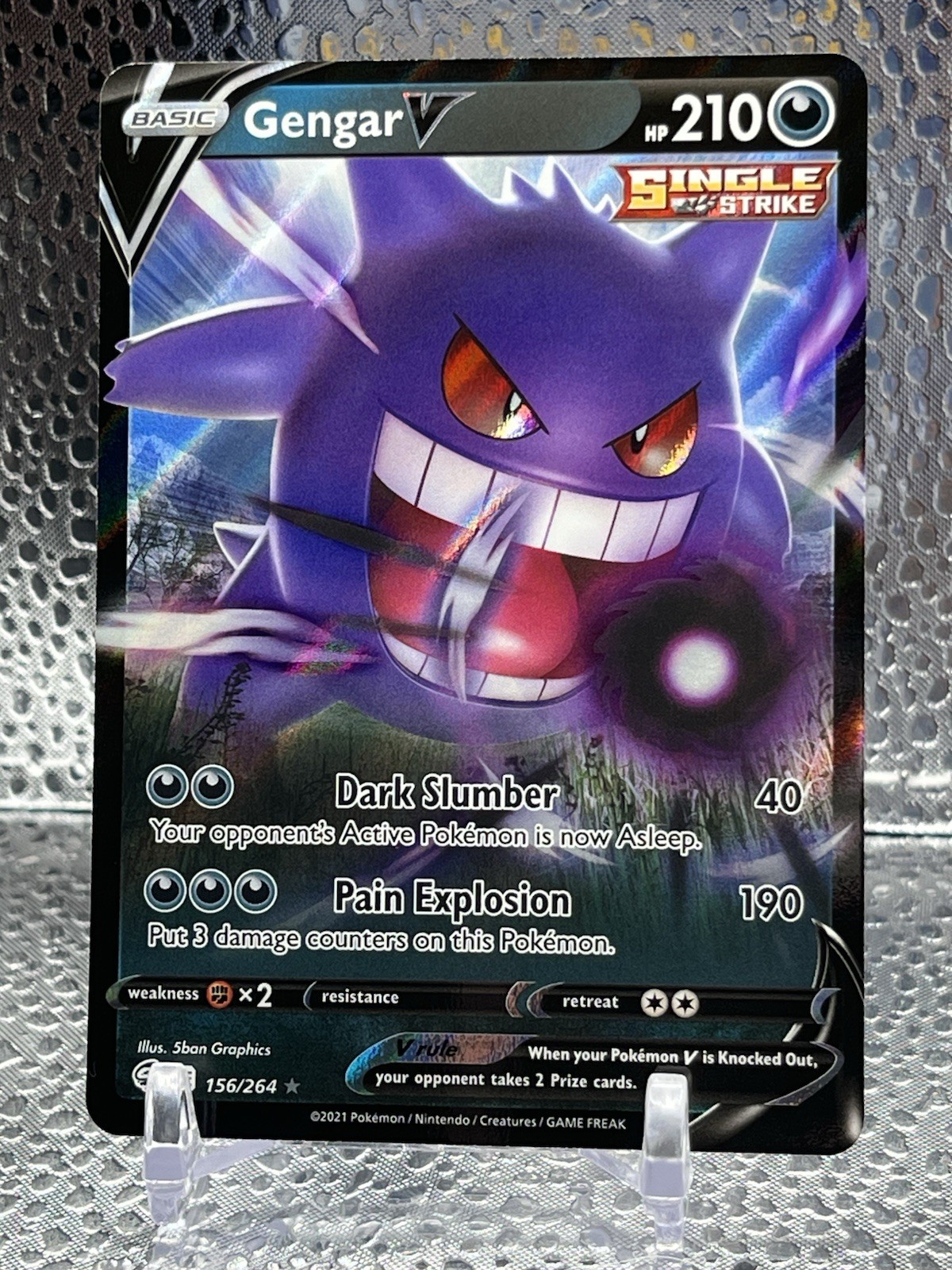 Pokemon Gengar v Fusion Strike Holo Ultra Rare Card 156/264 Near Mint NM
