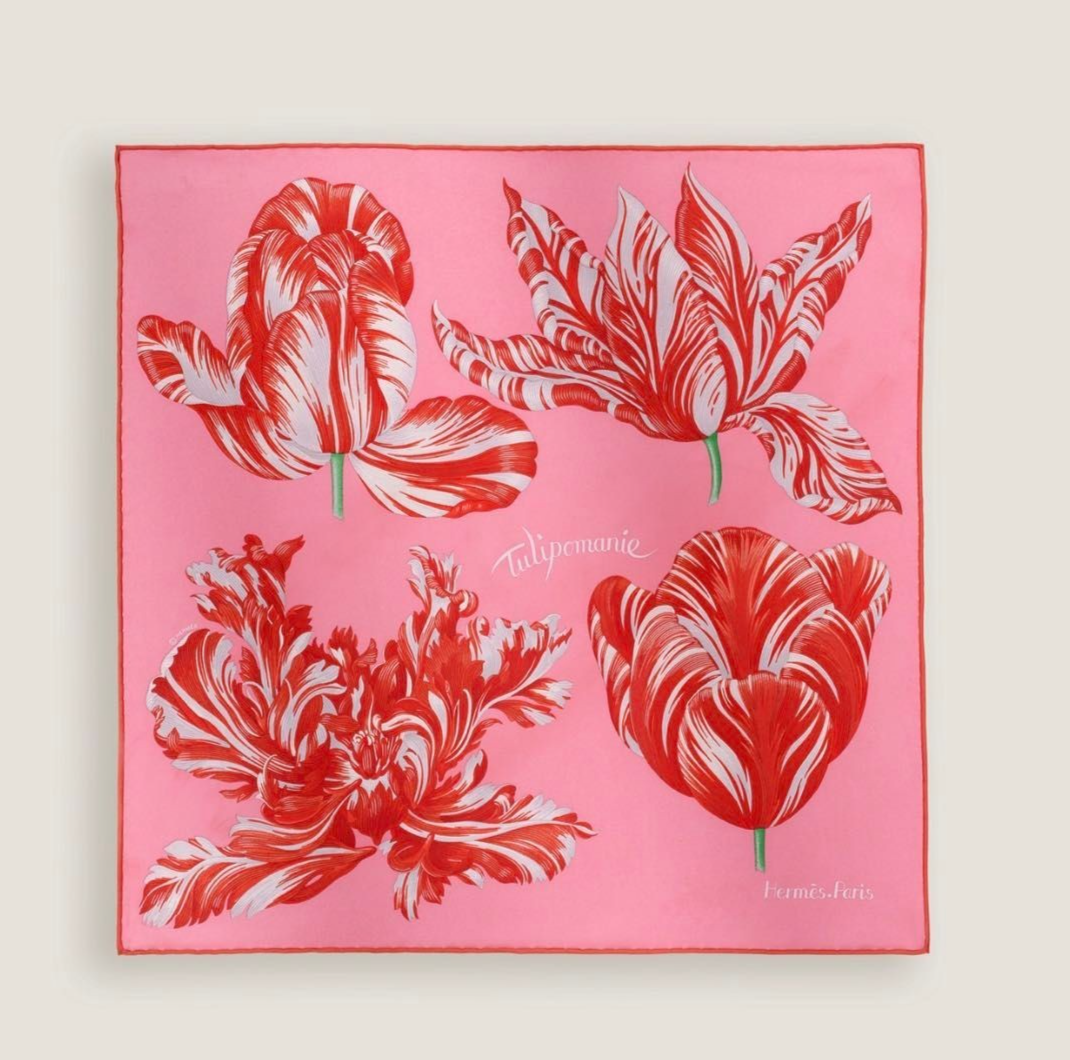 HERMES Gavroche Tulipomanie Petit Carre 45 Silk Scarf W/Box New