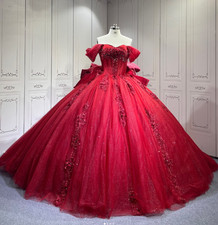 Red Quinceanera Dresses with Bow Vestidos De XV Años Sweet 15 Party Ball Gowns
