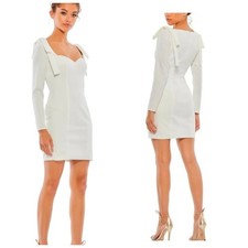 IEENA Mac Duggal Mini Dress Womens 2 White New Sweetheart Bow Long Sleeve 26507