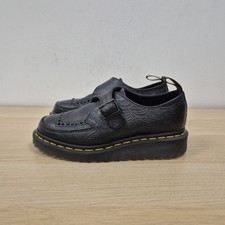 Scarpe grosse Dr. Martens Ramsey in pelle nera Creepers con borchie in rilievo floreale UK 4