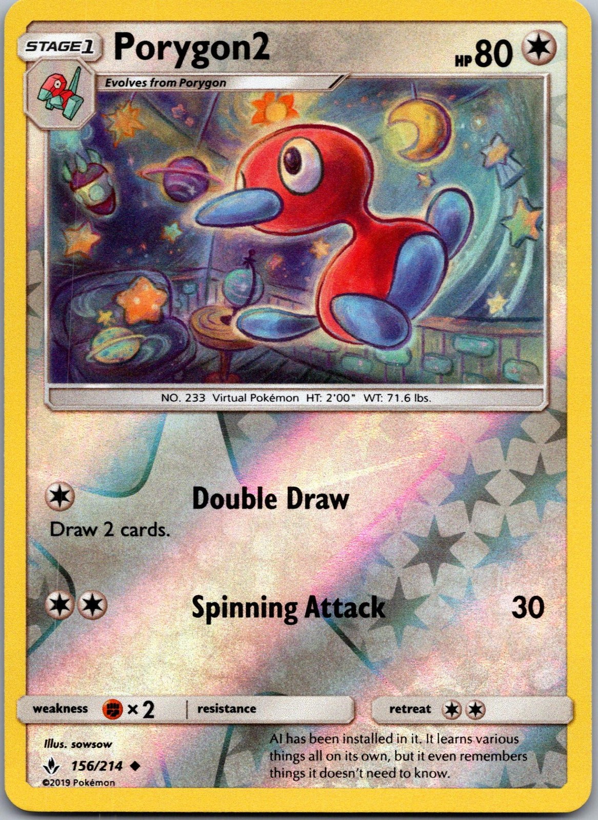 Porygon2 156/214 Uncommon Unbroken Bonds Pokemon Reverse Holo Near Mint