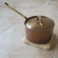 Vintage All Clad Cop*R*Chef 4 qt Saucepan with lid and Brass Handles