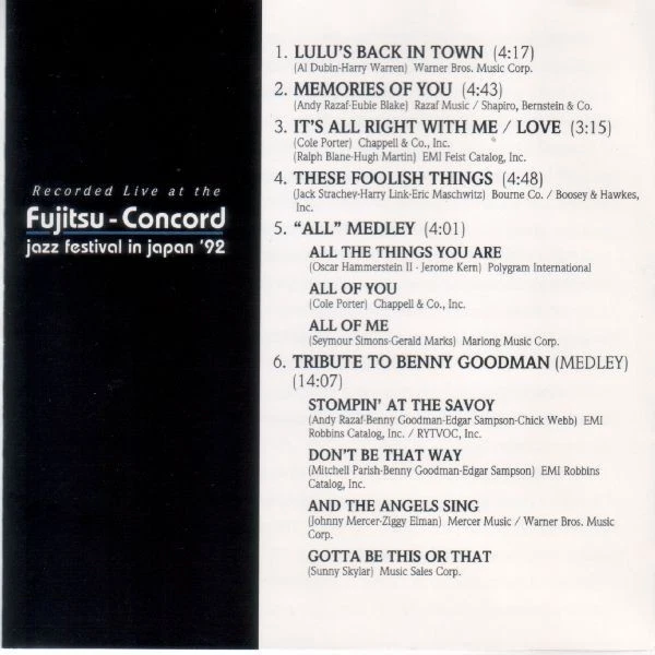 CD Mel Tormé: Sing, Sing, Sing (live) + Ken Peplowski/ John Colianni u.a. - Bild 2 von 3