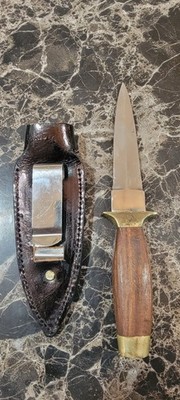 Vintage Fixed Dagger Blade Knife Wood/Brass Handle Stainless Steel