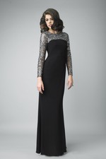 Sequin Sleeve Matte Jersey Column Gown
