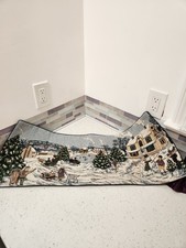 32 12" Beautiful Table Runner Christmas Holidays Snow Scene Kids Family Neighbor