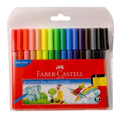 15 PCS Faber Castell Sketch Marker Pens With Clip Cap Assorted Shades