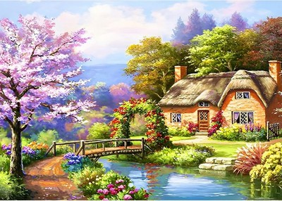 5D Diamond Painting Set Dorf Landschaft 30x40cm Vollbohrer
