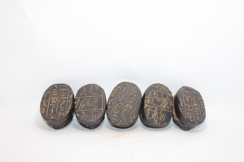 Rare Ancient Egyptian Scarab Beetle Stone Beads Set of 5 Antique Amulets - Picture 6 of 6