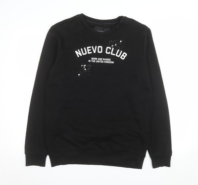 Nuevo Club Herren Schwarz Grafik Pullover Sweatshirt Gr. S