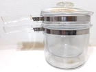 PYREX #6283 Clear Glass Flameware Double Boiler w/Lid 1.5 Qt