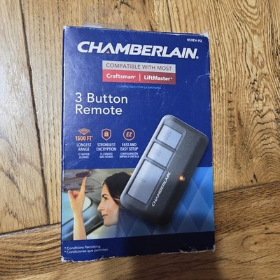 Chamberlain 953EV-P2 3 Button Garage Door Remote  Black Opened box 3433OB