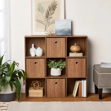 9 Cube Storage Organizer, Warm Walnut