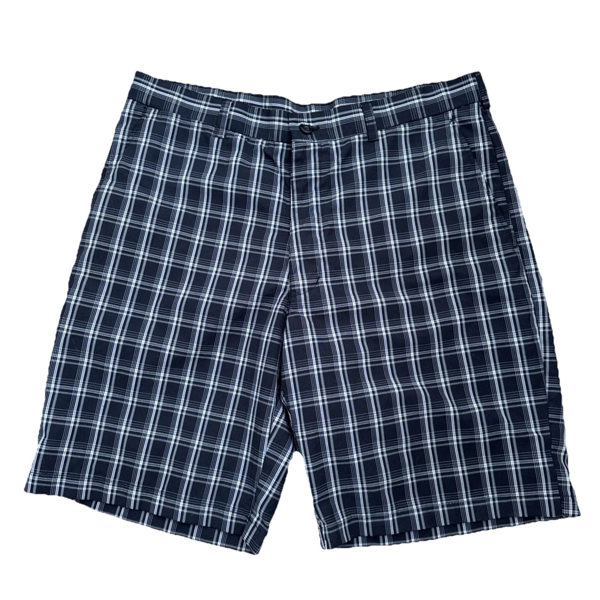 Short PGA TOUR Homme Taille 36, Coupe Régulière, Motif écossais Bleu Et Gris, Idéal Pour Le Golf Ou Le Quotidien