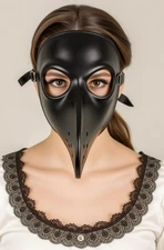 Plague Doctor Bird Beak Mask - Steampunk Cosplay Long Nose Halloween (Black)