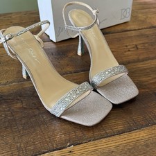 BETSEY JOHNSON Silver CHAMPAGNE RHINESTONE WOMAN SHOES BLUE SOLES SZ 10 Wedding
