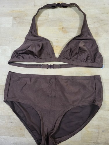 Fürstenberg Bikini Swimsuit Halter Top High Waisted Brown Germany Sz 12