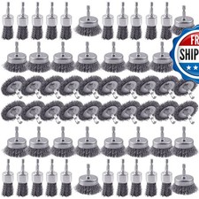 Rocaris 60 Pack Carbon Steel Wire Wheel Brush Set 1/4" Hex Shank