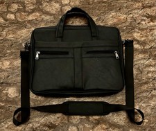 Black Briefcase for 15" Laptop, Padded, Partitions, Shoulder Strap