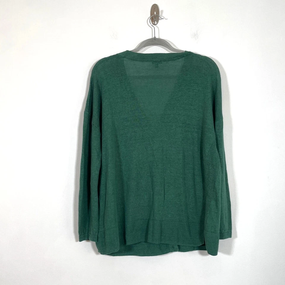 Cárdigan suéter verde manga 3/4 100 % lino talla XL ligero Talbots para mujer Foto 2 de 4