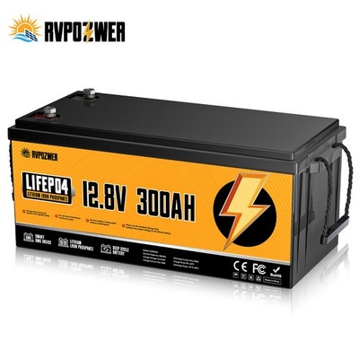 12V 300Ah Lithium LiFePO4 Battery 200A BMS for Golf Cart RV Marine Solar Panels