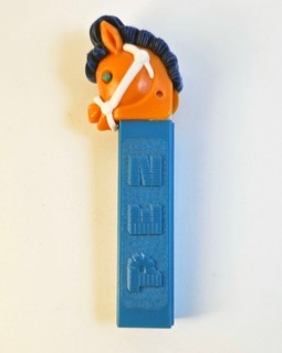 Vintage Pez Pony Go Round No Feet Orange/Blue Head Blue Stem 2.6 Austria