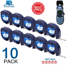 10PK 12mm Compatible Dymo LetraTag Refill 91331 Plastic White Label Tape LT-100H