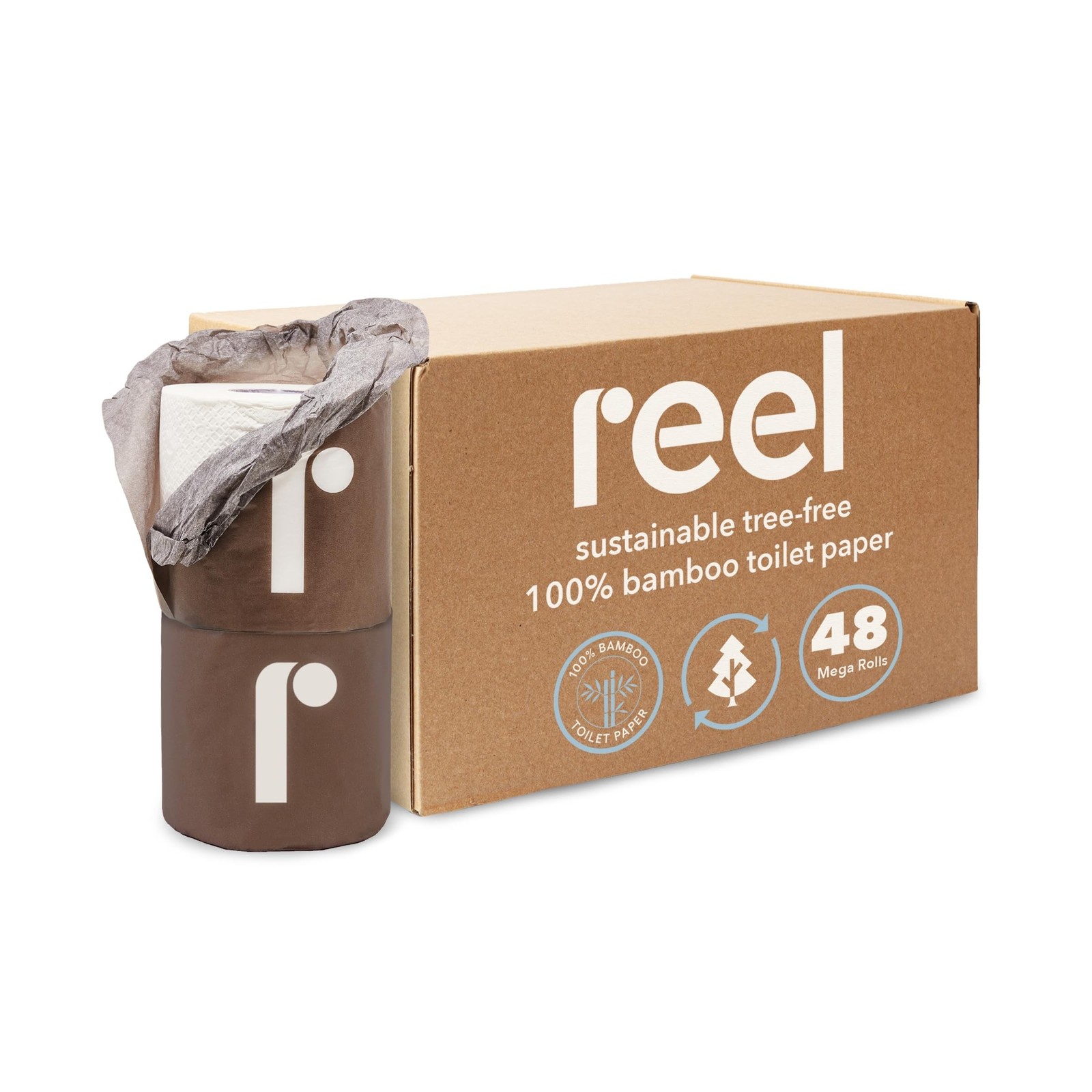 Reel Premium 3-Ply Bamboo Toilet Paper - 48 Rolls, 300 Sheets per Roll