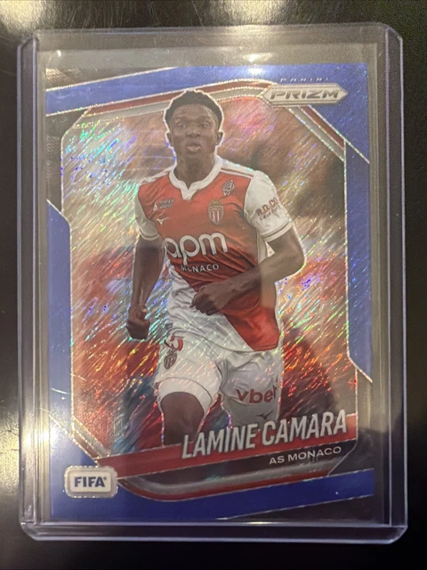 Lamine Camara Blue Shimmer /5 Shimmer Prizm 25-26 Panini FIFA #107 Monaco