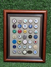Golf Ball Marker Display Frame With 35 Golf Ball Marker Collection Wood Frame