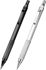 2 Metal Mechanical Pencils 0.5mm, Hexagon Barrel, Metal Grip, Ergonomic Design