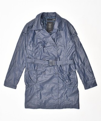 BOMBOOGIE Womens Double Breasted Coat UK 20 2XL Navy Blue Nylon MO03