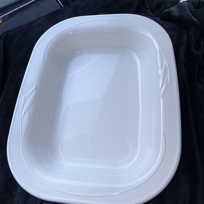 VTG Corning Ware L-15 -21 Lg Open Roaster Casserole White Casual Elegance 15x12